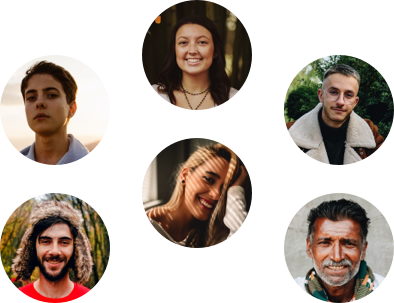 some photos of people in circle shape