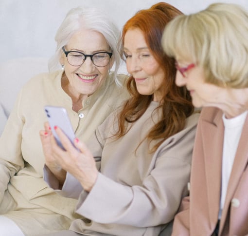 three women videochatting image